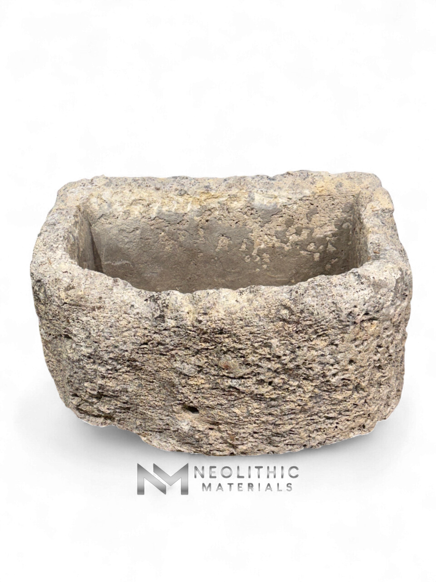 Antique French Limestone Half Moon Trough